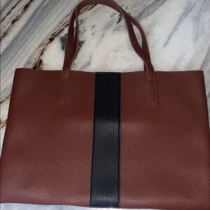 VINCE CAMUTO Tumbled Brown Vegan Leather Top Handle Tote Bag